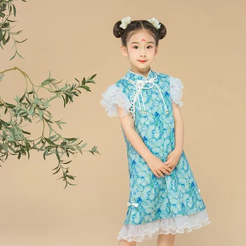 Hanfu/Платья Принцессы для Косплея для девочек, Платья для народных Танцев, Костюм Танг, Традиционное китайское платье для Детей, Детское Платье Ципао HFT009