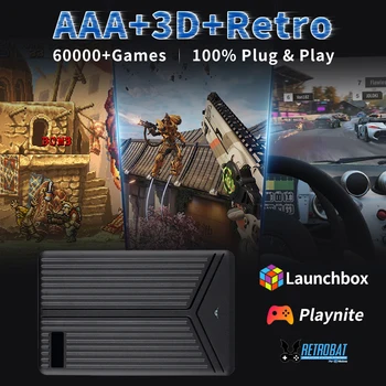 Hyper Base Mix 5T для PS4/Xbox /PS3 / PS2 / PS1 Launchbox & RetroBat & Playnite System 3-в-1 Игровой жесткий диск с играми AAA, 3D и ретро