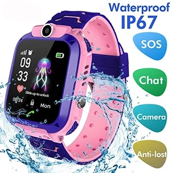 IP67 Водонепроницаемые Детские Смарт-Часы SOS Phone Watch Smartwatch Для Детей С Sim-картой Фото Детский Подарок Для IOS Android Band