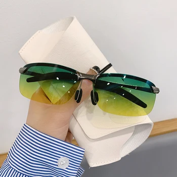 KAMMPT 2022 Панк-Солнцезащитные очки без оправы для Мужчин, Модные Фотохромные Уличные Мужские Солнцезащитные Очки, Модные Солнцезащитные Очки для Вождения