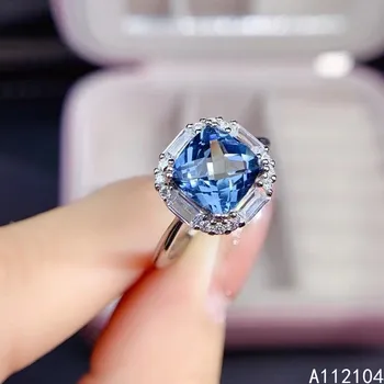 KJJEAXCMY изысканные ювелирные изделия из стерлингового серебра 925 пробы с инкрустацией натуральным лондонским голубым топазом женское благородное изысканное квадратное кольцо в китайском стиле supp