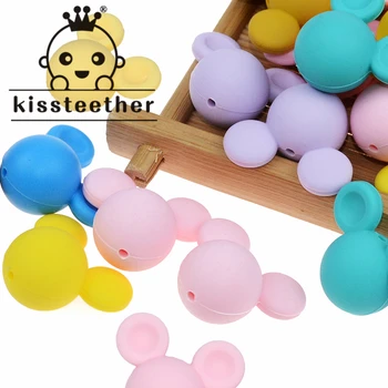 Kissteether 10 шт./лот Силиконовый Кусачий шарик в форме мыши, Прорезыватель для зубов, Детская подвеска, Силиконовые зажимы для соски, игрушка для прорезывания зубов Без BPA