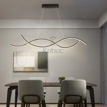 Kobuc Современный подвесной светильник Nordic 55 Вт со светодиодной подсветкой для столовой Кухни Гостиной, Люстра для внутреннего освещения, декор с дистанционным управлением