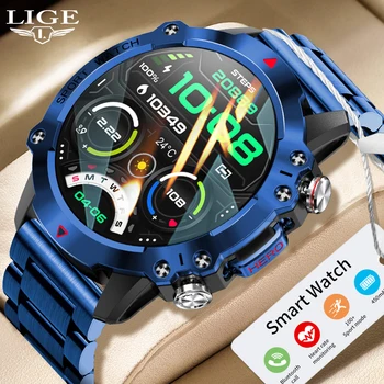 LIGE Военные Новые Смарт-часы Для Мужчин IP67 Спорт на открытом Воздухе Фитнес-Трекер 24H Монитор здоровья 1,39 дюйма Bluetooth Вызов Smartwatch Для Мужчин
