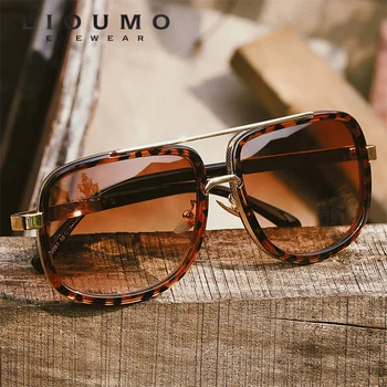 LIOUMO Роскошные Авиационные Солнцезащитные очки, Женские Модные Солнцезащитные очки с двойным Лучом, Мужские Винтажные Очки С градиентными линзами UV400 gafas sol mujer