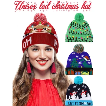LORDLDS Унисекс, светодиодная Рождественская шапочка-бини, Рождественская шапка со светодиодной подсветкой, вязаная рождественская шапочка с 6 лампочками, теплые шапки для женщин, зима