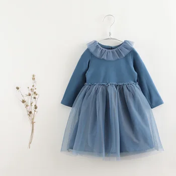 MARC & JANIE / Весенне-осеннее сетчатое платье с длинными рукавами для девочек, Платья для маленьких девочек 210886, Французская серия