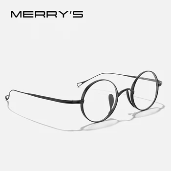 MERRYS DESIGN Оправа для очков из чистого титана, Мужские Ретро Круглые Очки по рецепту, женские Оптические очки для близорукости S2718