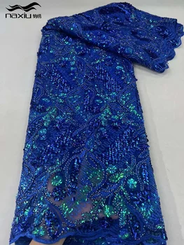 Madison-Кружевная ткань с вышивкой африканскими пайетками, Нигерийское свадебное платье, французский тюль, высокое качество, 5 ярдов, 2023 г.