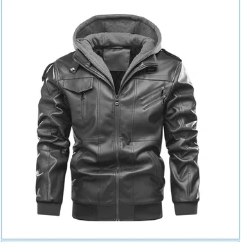 Mattswag/ мужские мотоциклетные куртки со съемной толстовкой из искусственной кожи, осенне-зимнее плотное теплое пальто, Повседневная Свободная модная мужская одежда