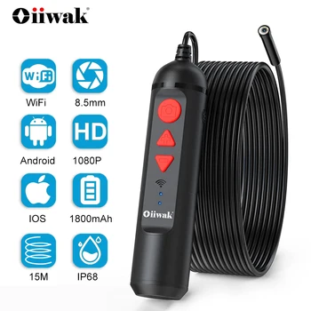 Oiiwak 8,5 мм Автомобильный Эндоскоп 1080P WiFi Эндоскоп IP67 Настенная Труба Сантехника Канализационная Инспекционная Змеиная Камера для Android iOS Планшета