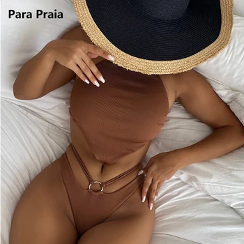 Para Praia 2023, Сексуальный купальник-бикини на бретельках, купальник-стринги для женщин, купальники-бандо, Бразильское бикини, Бандажное кольцо, купальный костюм для женщин