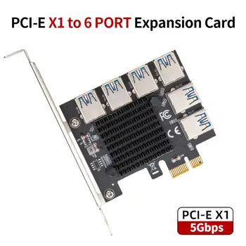 Pci Express Множитель Pci-e Riser Card Для Майнинга Btc Майнер Pci-e 4x 1-6 Usb 3,0 Адаптер Карты Расширения Pc Gamer Аксессуары