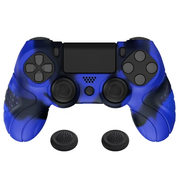 PlayVital Guardian Edition Мягкий противоскользящий силиконовый чехол, резиновые накладки с джойстиками для контроллеров ps4 всех моделей-синий и черный