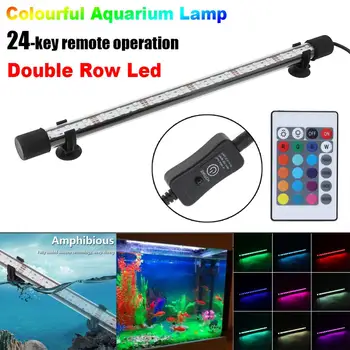 RGB аквариумный светильник IP68, водонепроницаемые светильники для аквариума, двухрядный супер яркий подводный светильник с дистанционным управлением