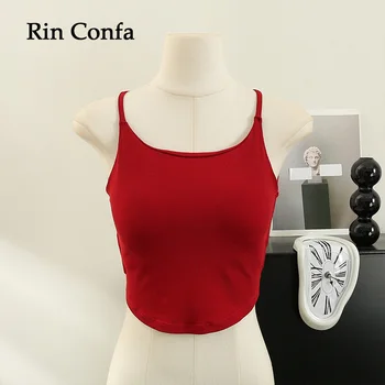Rin Confa Женский Камзол с нагрудной накладкой, Летняя одежда для горячих девушек, Сексуальные топы, Тонкие короткие топы, модный топ для вязания, универсальный топ