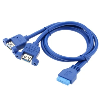S208 19pin разъем для подключения кабеля с двумя разъемами USB 3.0 A Материнская плата 20P USB-2 USB3.0 Кабель-разветвитель с отверстиями для винтов