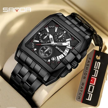SANDA 5302 2023 Модные спортивные часы для мужчин, Лидирующий бренд, Военные кварцевые наручные часы, Календарь, мужские часы, Хронограф Montre Homme