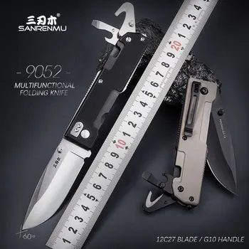 SANRENMU 9052 Многофункциональный Открытый Карманный Складной Нож 12C27 Лезвие G10 Ручка Кемпинг Охота Выживание EDC Инструментальные ножи