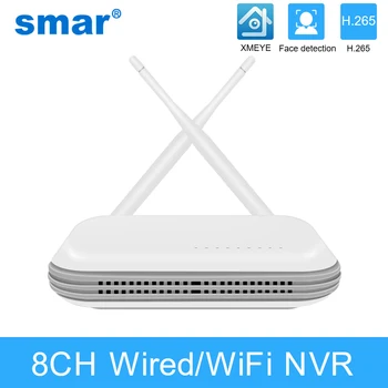 SMAR НОВЫЙ WIFI NVR 8CH CCTV NVR для 5MP/3MP IP-камеры с Распознаванием лица Сетевой Видеомагнитофон H.265 P2P Система Видеонаблюдения