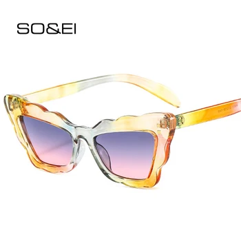 SO & EI Ins Популярные Модные Разноцветные женские Солнцезащитные очки с Кошачьим Глазом, Ретро-Украшения с Заклепками, Мужские Солнцезащитные очки Градиентных Оттенков UV400