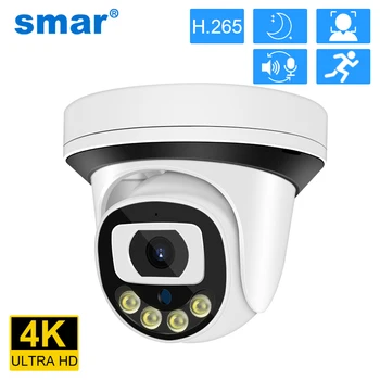 Smar 4K 8MP 5MP 4MP 3MP Купольная POE-камера Ai с распознаванием лица, Встроенный Микрофон, IP-камера Безопасности, ИК/Цветное Ночное видение, Onvif iCSee