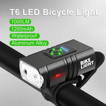 T6 Светодиодный Велосипедный фонарь Передний USB Перезаряжаемый MTB Горный Велосипедный фонарь 1000LM Велосипедная Фара Велосипедный фонарик Аксессуары Для Велосипедов