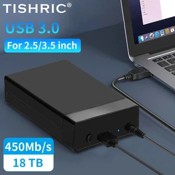 TISHRIC 3,5-Дюймовый жесткий диск с адаптером SATA к USB 3,0, Внешний корпус жесткого диска с адаптером питания 12V/2A, Поддержка UASP, бесплатный инструмент