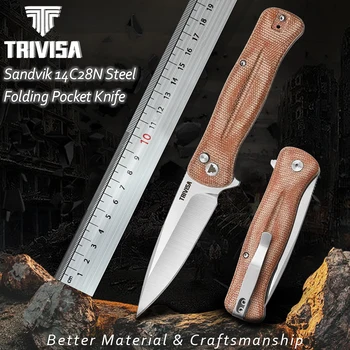 TRIVISA Складной Карманный Нож для мужчин на открытом Воздухе, EDC Flipper Knives с зажимом, Стальное лезвие 3,66 