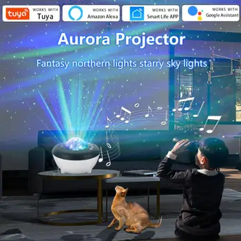 Tuya APP Умная лампа для проектора Aurora, совместимая с Bluetooth, ночник для музыкальной проекции, работает с Amazon Alexa Google