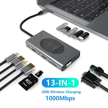 USB C КОНЦЕНТРАТОР Док-станция Power Bank КОНЦЕНТРАТОР USB 3.0 Type C-HDMI-совместимый USB-разветвитель HDMI-адаптер для Портативных ПК Macbook Pro Air