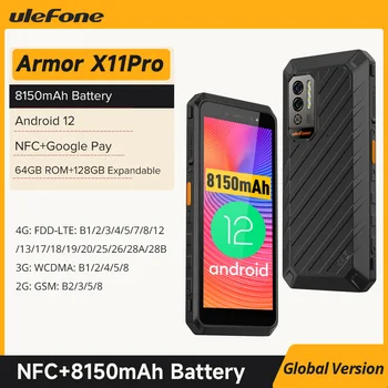 Ulefone Power Armor X11 Pro Прочный Телефон 8150 мАч 64 ГБ ПЗУ Водонепроницаемый Смартфон NFC 2,4 G/5G WiFi Мобильные телефоны Глобальная версия