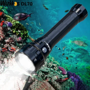 Wurkkos DL70 Подводное Плавание с Аквалангом Супер Яркий Двойной аккумулятор 26650 13000lm IPX8 Водонепроницаемый Светодиодный Светильник для подводного погружения 4 * XHP50B 4 Режима