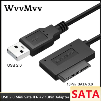 WvvMvv USB 2,0 к Mini Sata II 7 + 6 13Pin Адаптер Конвертер Кабель Для Ноутбука CD/DVD ROM Тонкий Привод Конвертер HDD Caddy
