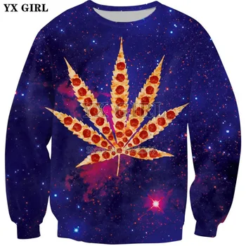 YX GIRL Прямая доставка, 2018 Новая модная мужская толстовка, Weed Pizza Galaxy, 3D принт, мужские и женские повседневные пуловеры