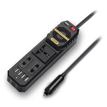 Автомобильный 4-портовый USB мощностью 200 Вт 12 В постоянного тока в переменный 220 В Автомобильный Инверторный адаптер Конвертер