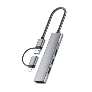 Алюминиевый Сплав USB Type C Концентратор Док-станция USB3.0 Концентратор 4 Порта Мультиразветвитель Адаптер OTG Для передачи данных и зарядки ПК