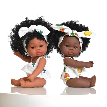 Американская черная кукла Реборн 35 см, Африканская кукла Реборн, девочка ручной работы, Силиконовая мягкая игрушка для купания, Детская игрушка, Рождественский подарок