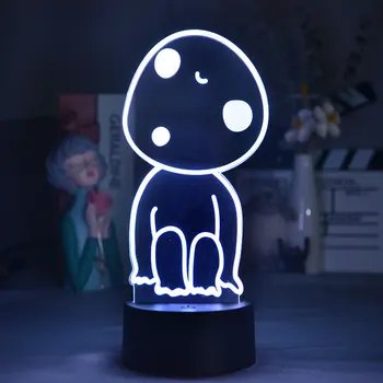 Аниме Принцесса Мононоке Химэ, фигурка Кодама, 3D лампы, светодиодные неоновые ночные светильники, милые подарки, RGB Прикроватный столик для спальни, украшение стола
