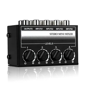 Аудиомикшер CX400 Мини Стерео 4-Канальный Пассивный Микшерный Микрофон Многоканальный Стереоразветвитель 1 в 4 Выхода для Студии