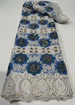 Африканская Водорастворимая Кружевная ткань С Пайетками 2023 Высококачественные Нигерийские гипюровые кружевные ткани для Шитья рождественских вечерних платьев