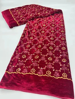Африканская бархатная кружевная ткань 2023, Высококачественный Кружевной материал с блестками, французские бархатные кружевные ткани для свадебного шитья