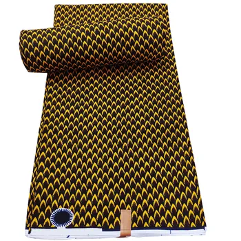 Африканская ткань С восковой печатью Настоящий Настоящий Воск Высокое Качество 100% Хлопок Pagne Нигерийская ткань Африканское Свадебное платье Ткань 6 Ярдов