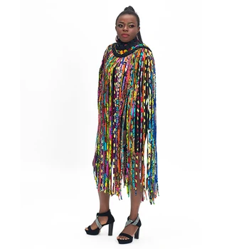 Африканское женское платье ручной работы, юбка с украшениями, Африканская Анкара, юбка с кисточками, украшения, мульти-шаль, Племенной SP017