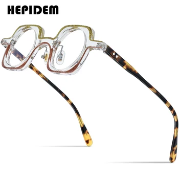 Ацетатные очки с порошковым покрытием HEPIDEM, мужские квадратные круглые очки, женские оптические очки по рецепту, очки для близорукости 9320