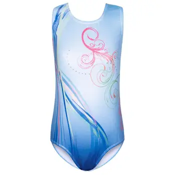 Балетное трико без рукавов для девочек BAOHULU, Гимнастическое трико с мелодичным музыкальным рисунком, Цельное блестящее Градиентное Балетное платье, одежда для танцев