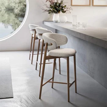 Барные стулья из массива Скандинавского дерева Со Спинкой для Барного стула Креативный Дизайн Роскошная Дизайнерская Мебель для дома Cadeiras De Bar GPF55YH