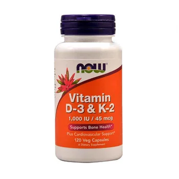 Бесплатная доставка Витамин D-3 и K-2 1000 Ме/45 мкг Поддерживает здоровье костей и сердечно-сосудистой системы 120 капсул Овощей