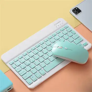 Беспроводная клавиатура и мышь, совместимые с Bluetooth, перезаряжаемые для планшета Android Ios Windows, комплект мини-клавиатуры