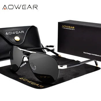 Брендовая Дизайнерская обувь AOWEAR, Поляризованные Солнцезащитные очки Для Мужчин, Авиационное Покрытие, Зеркальные Солнцезащитные Очки для Мужчин, Женщи